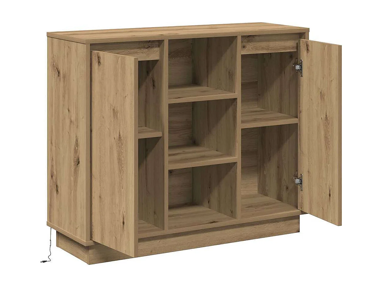 Buffet avec LED Chêne Artisanale 90x32x75 cm Bois d'ingénierie