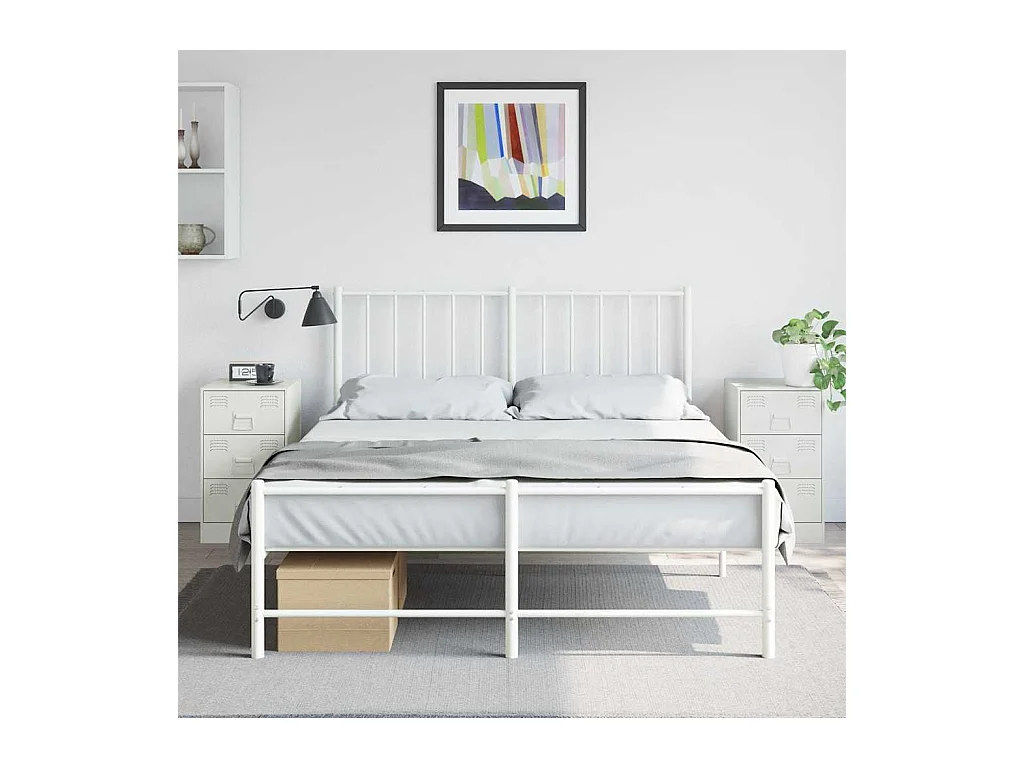 Tables de chevet 2 pcs blanc 34,5x39x62 cm acier