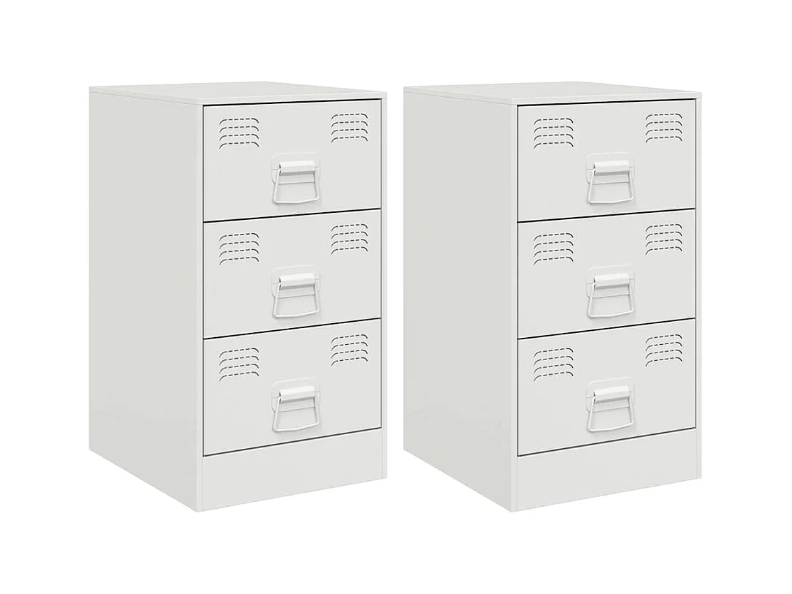 Tables de chevet 2 pcs blanc 34,5x39x62 cm acier