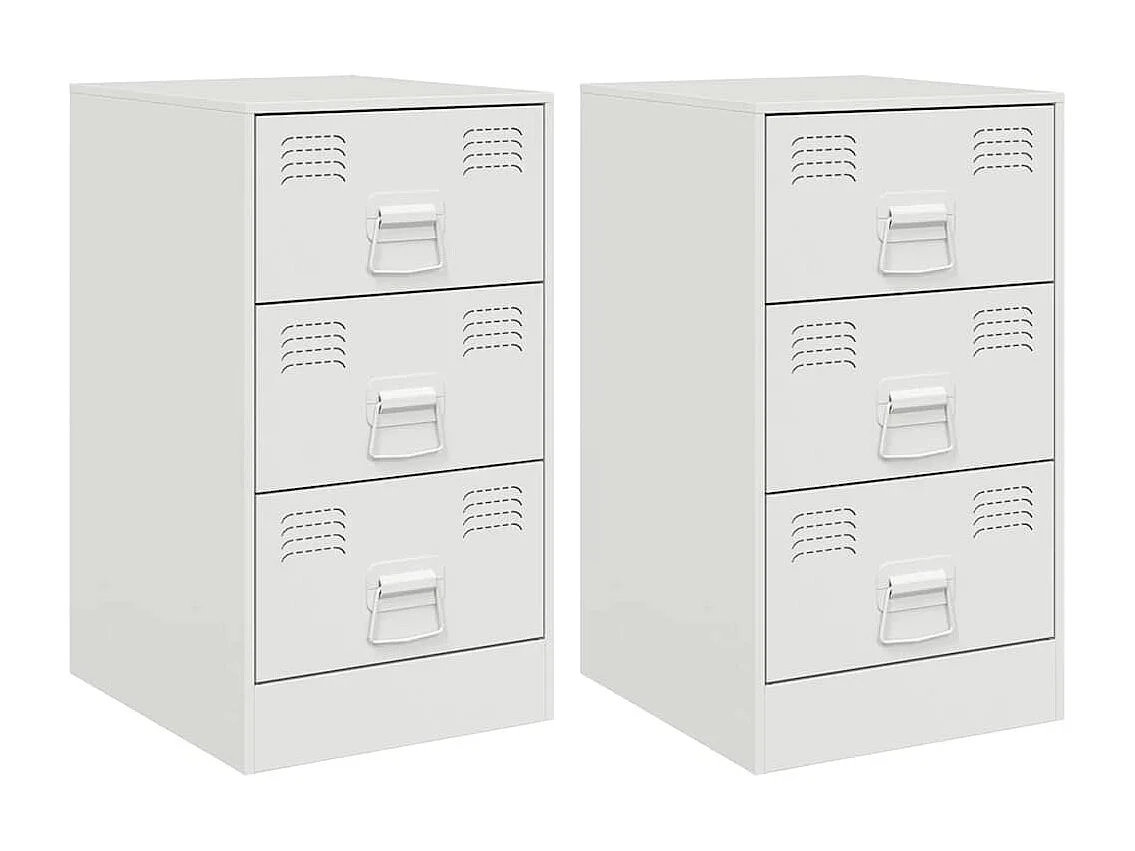 Tables de chevet 2 pcs blanc 34,5x39x62 cm acier