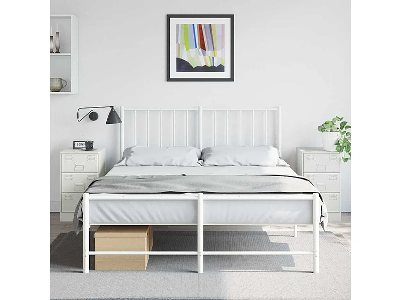 Tables de chevet 2 pcs blanc 34,5x39x62 cm acier