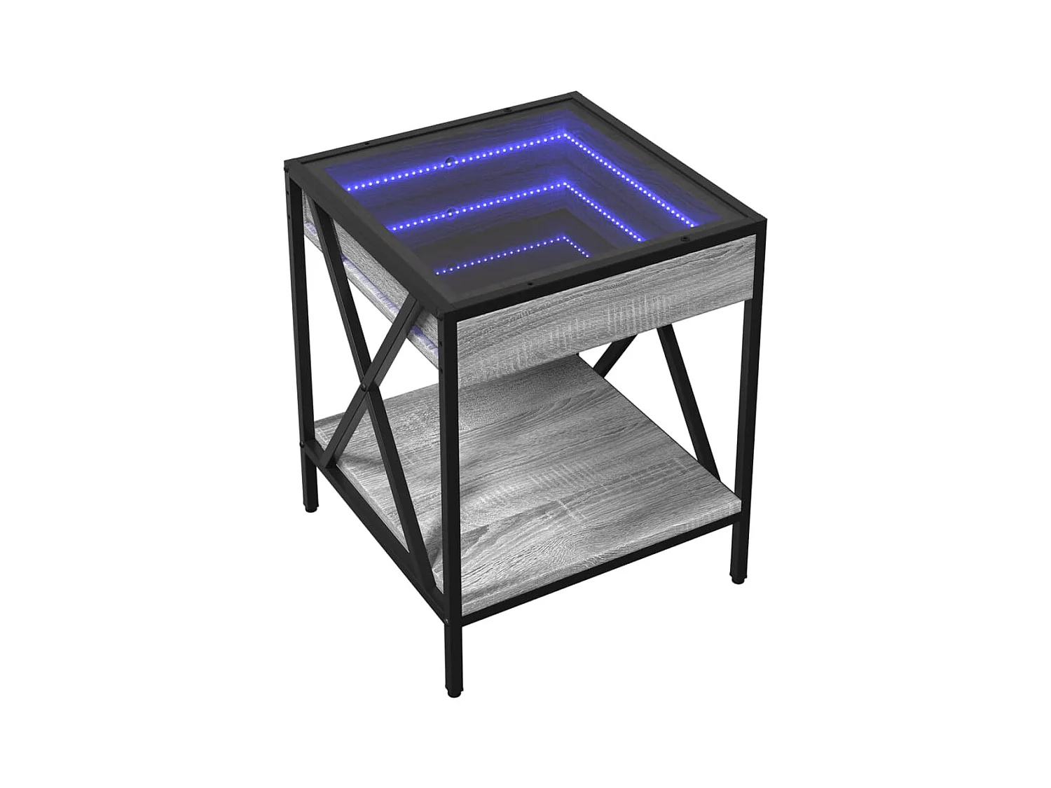 Table de chevet avec LED infini sonoma gris 40x40x49 cm