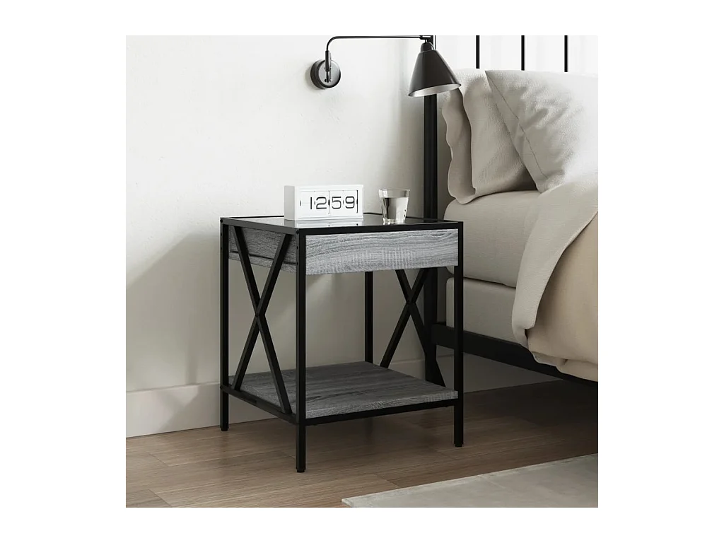 Table de chevet avec LED infini sonoma gris 40x40x49 cm