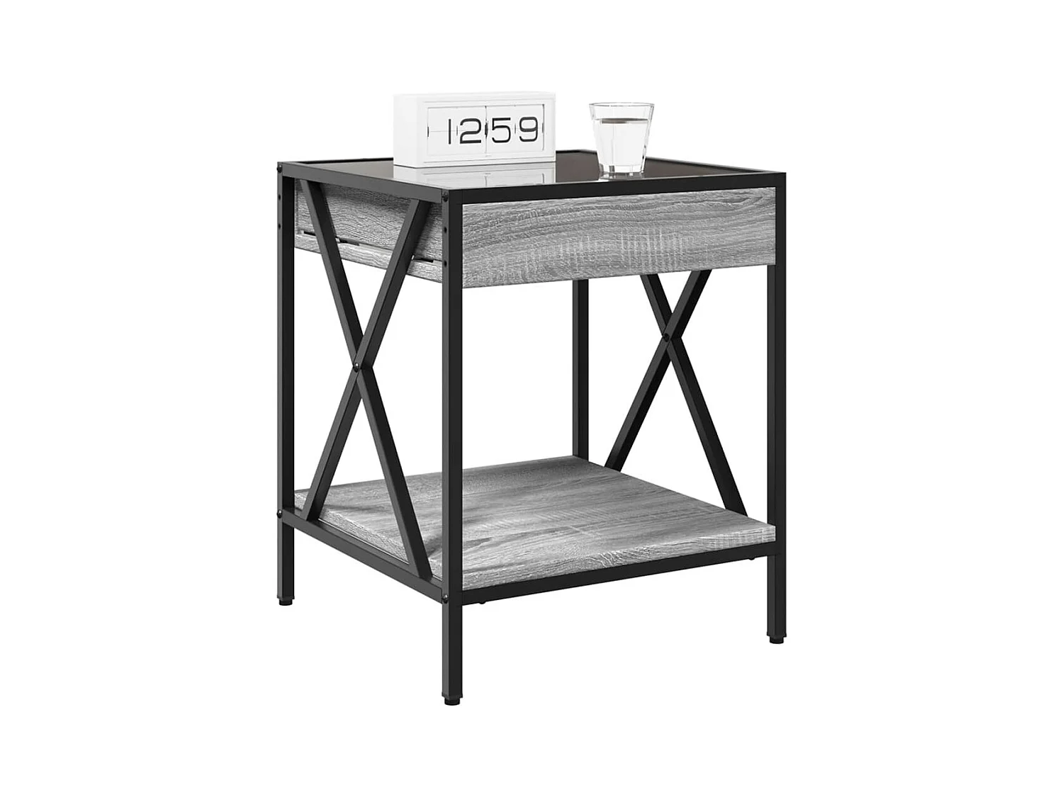 Table de chevet avec LED infini sonoma gris 40x40x49 cm