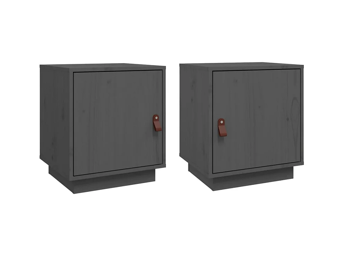 Mesitas de noche 2 uds Gris 40x34x45 cm Madera maciza de pino