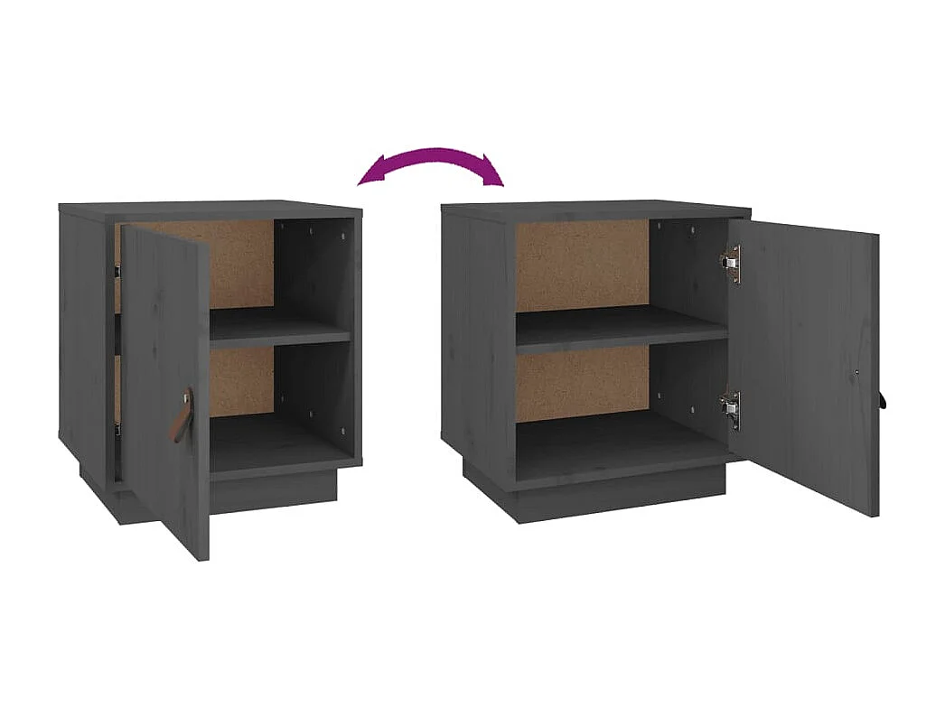 Mesitas de noche 2 uds Gris 40x34x45 cm Madera maciza de pino