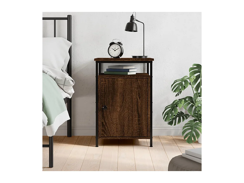 Table de chevet chêne marron 40x42x60 cm bois d'ingénierie