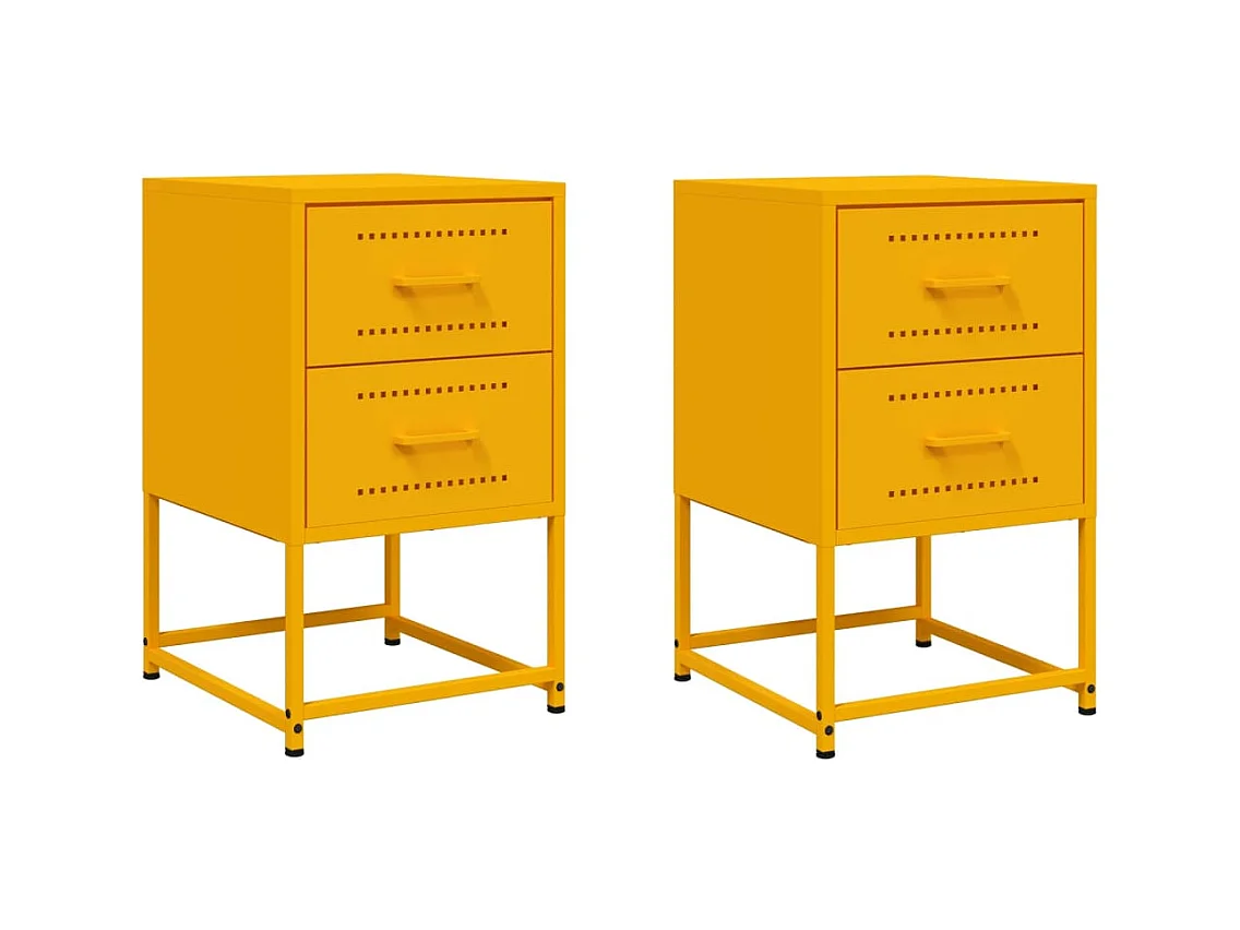 Tables de chevet 2 pcs jaune moutarde 36x39x60,5 cm acier