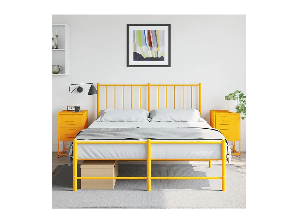 Tables de chevet 2 pcs jaune moutarde 36x39x60,5 cm acier