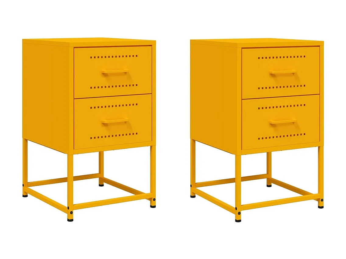Tables de chevet 2 pcs jaune moutarde 36x39x60,5 cm acier