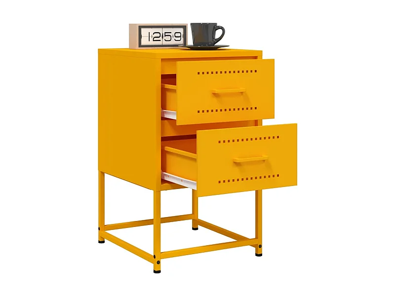 Comodini 2 pz giallo senape 36x39x60,5 cm acciaio