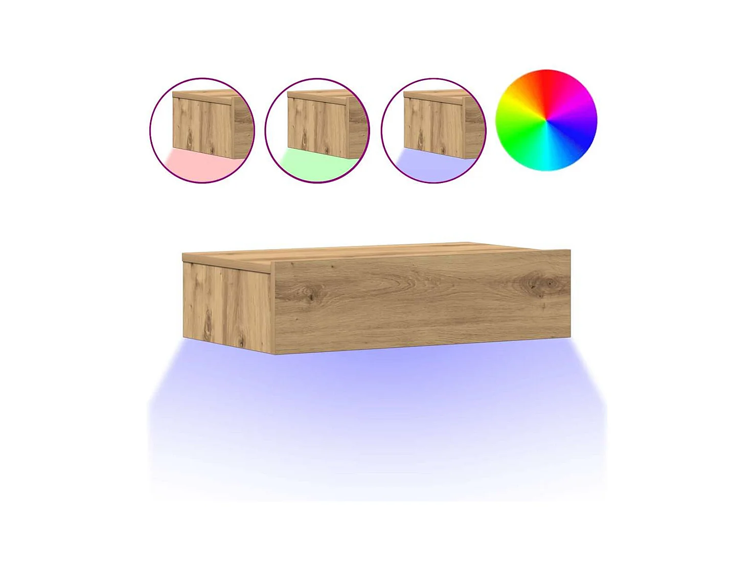 Table de chevet chêne artisanal 60x35 cm bois d’ingénierie