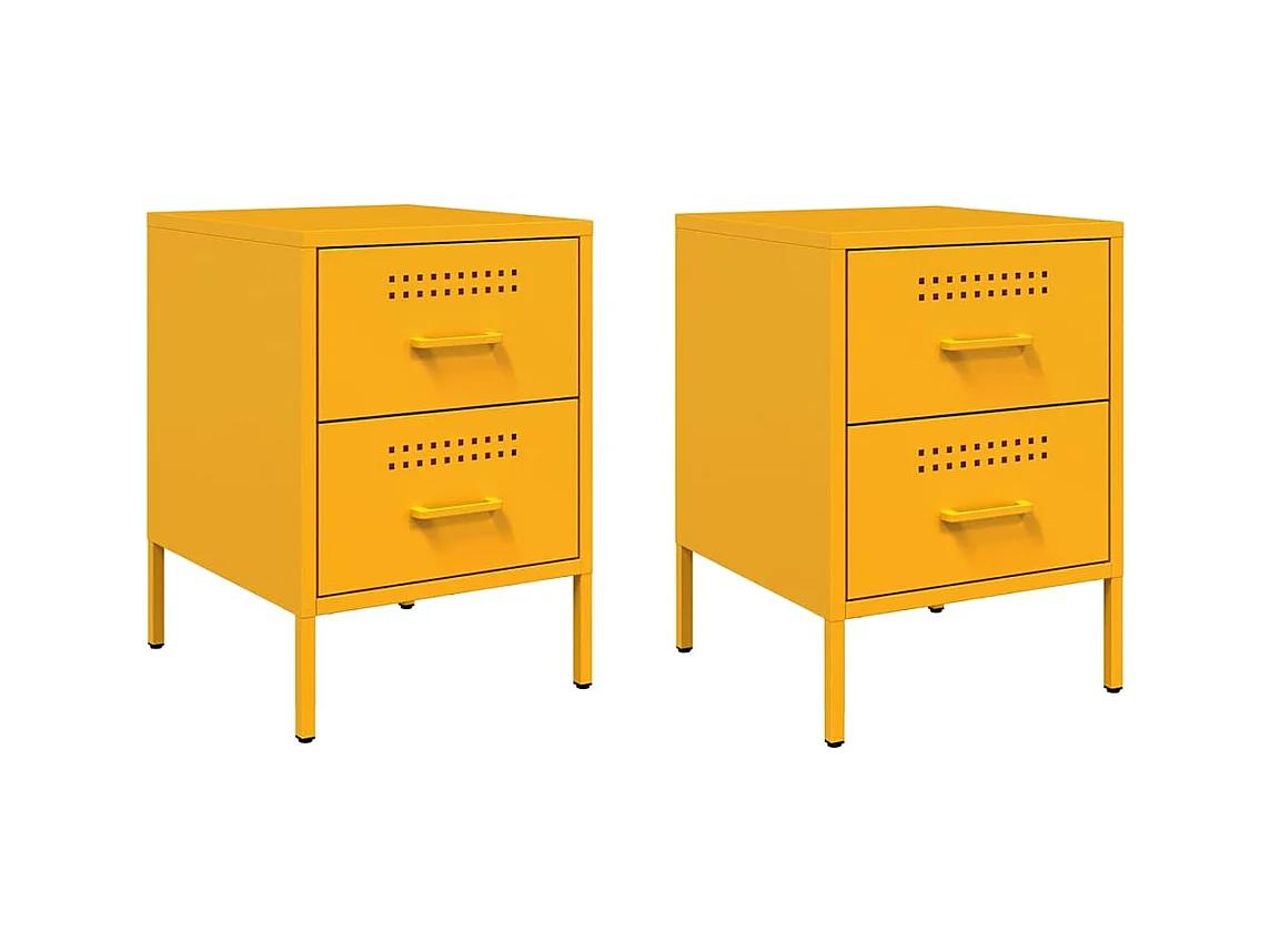 Nachtkastjes 2 stuks mosterdgeel 36x39x50,5 cm staal