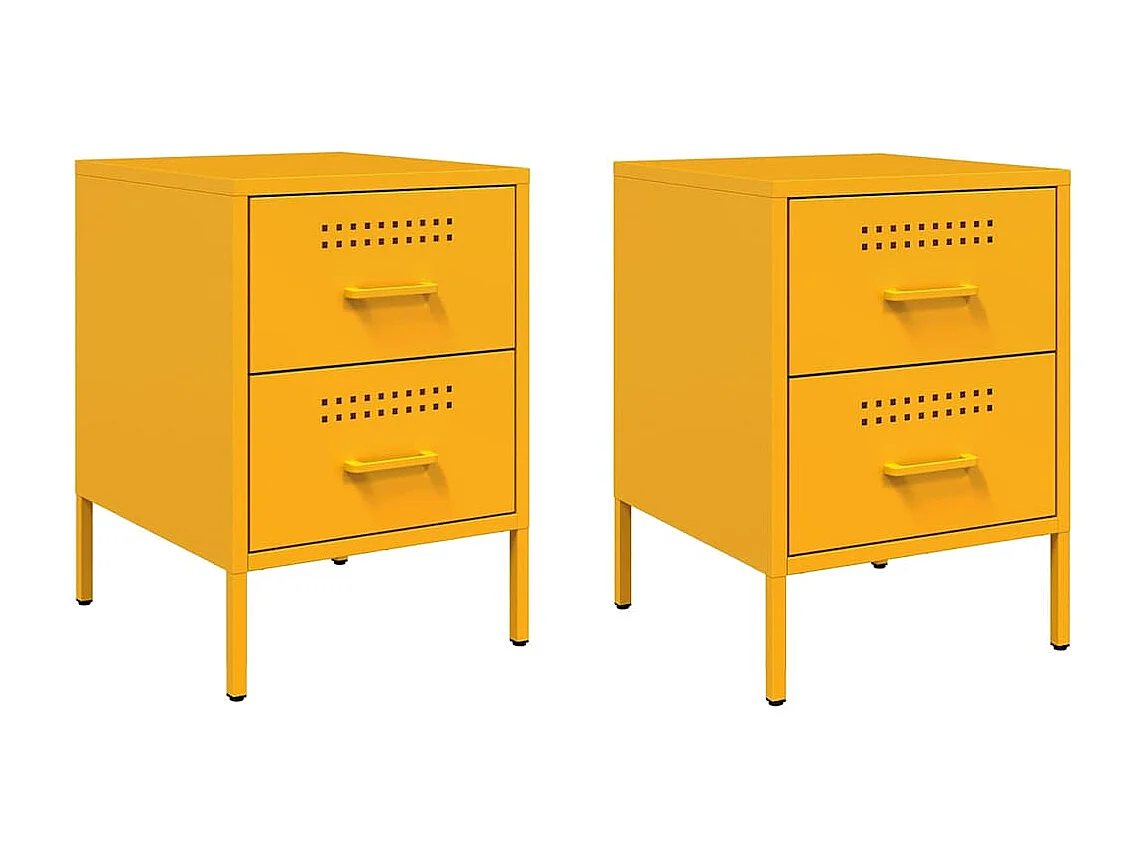 Tables de chevet 2 pcs jaune moutarde 36x39x50,5 cm acier