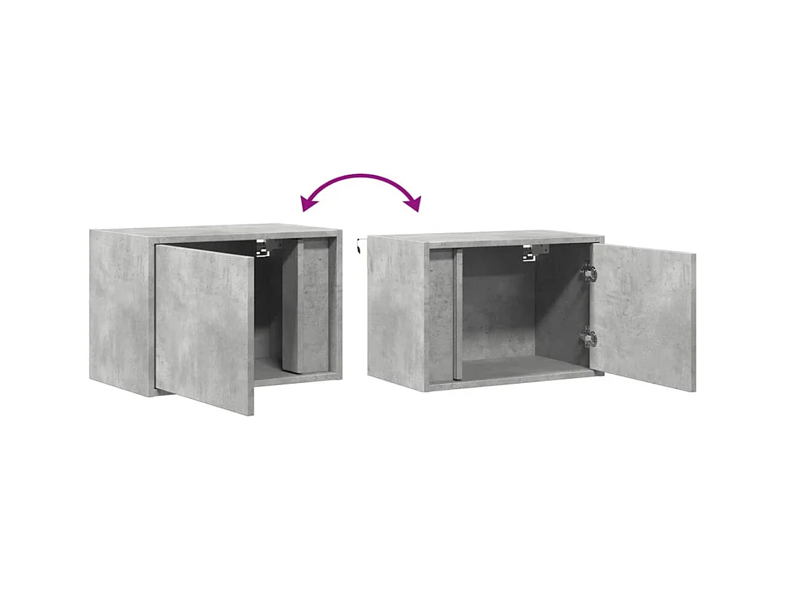 Table de chevet murale avec lumières LED gris béton