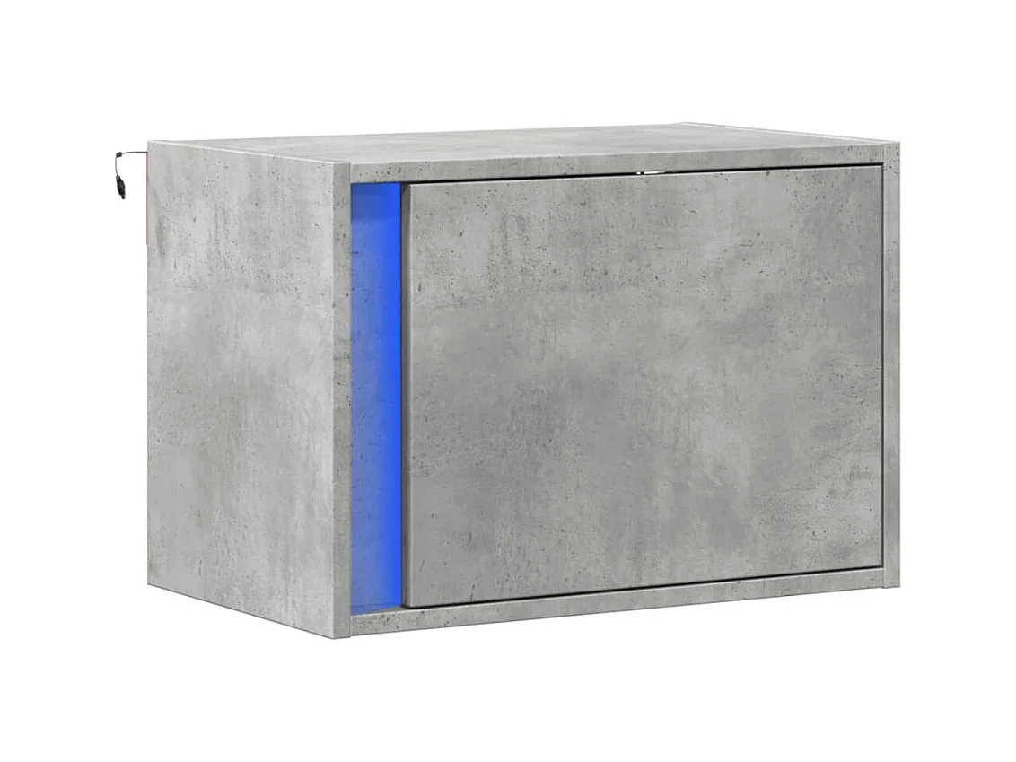 Table de chevet murale avec lumières LED gris béton