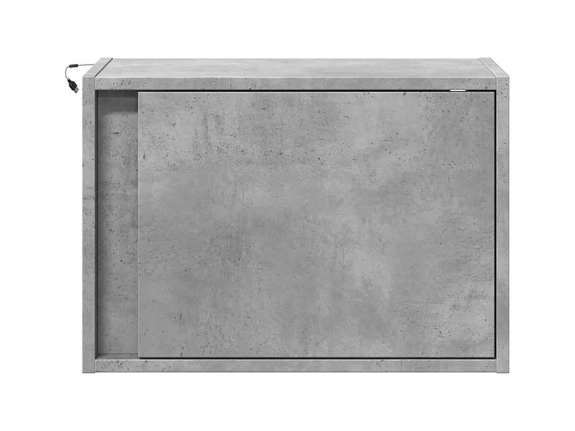 Table de chevet murale avec lumières LED gris béton