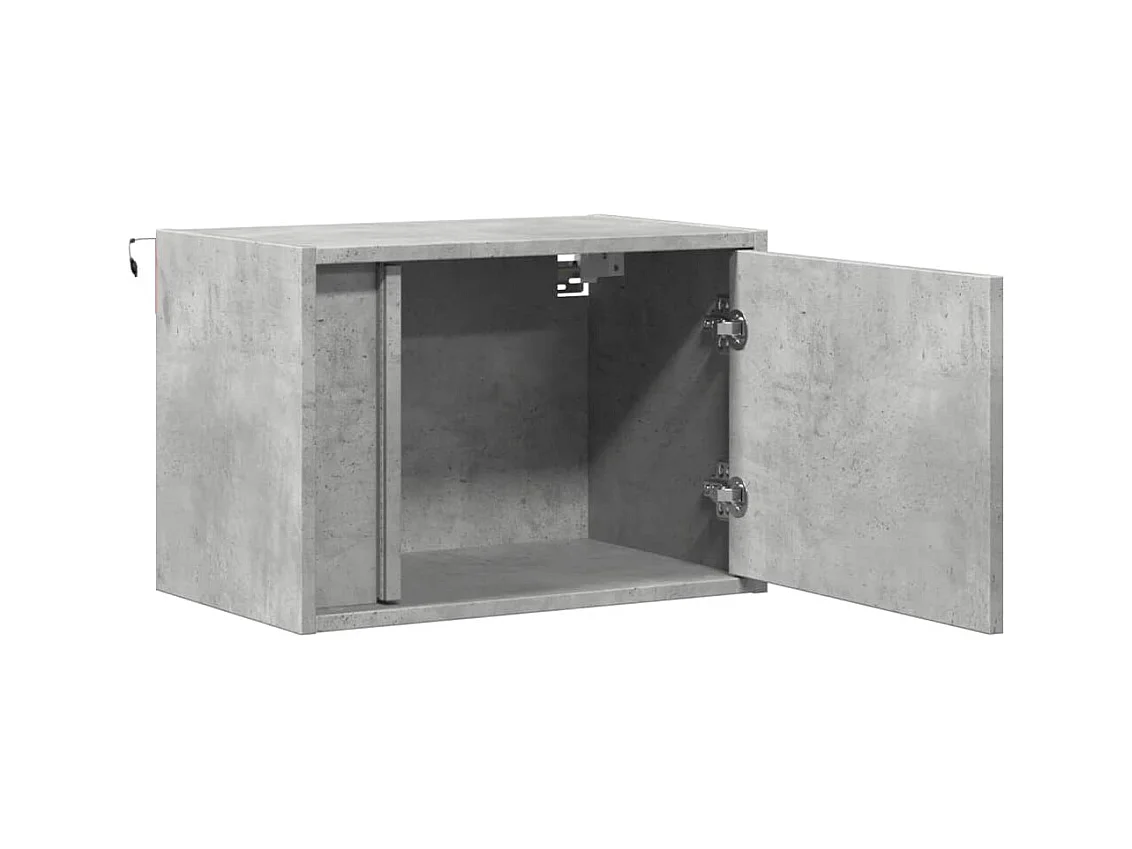 Table de chevet murale avec lumières LED gris béton