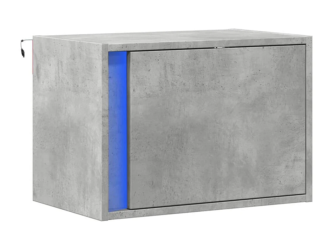 Table de chevet murale avec lumières LED gris béton