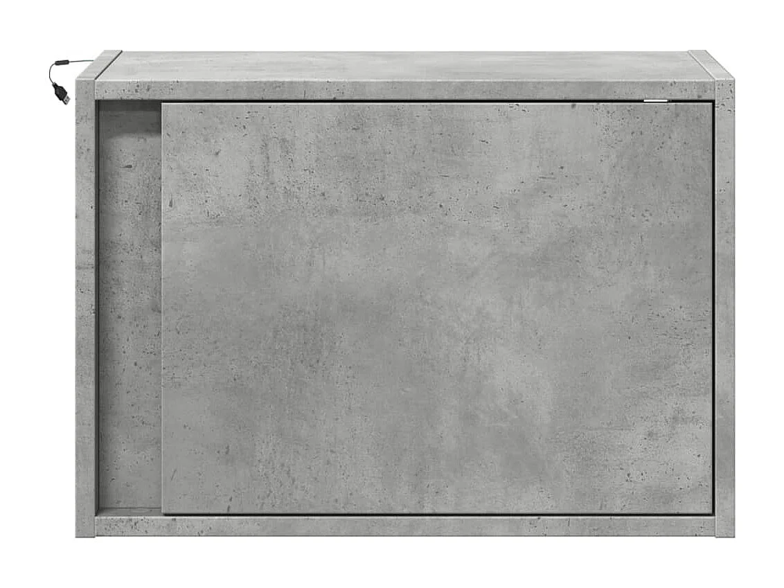 Table de chevet murale avec lumières LED gris béton