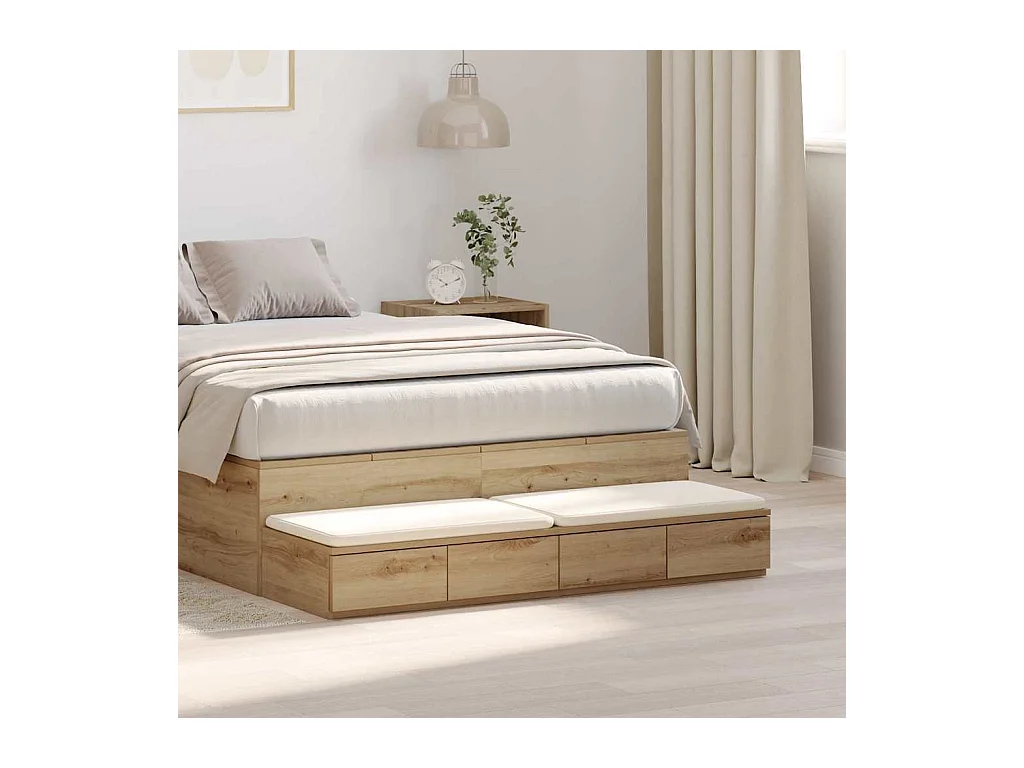 Tiroirs de lit Chêne artisan 120x36,5x16,5 cm En bois d'ingénierie