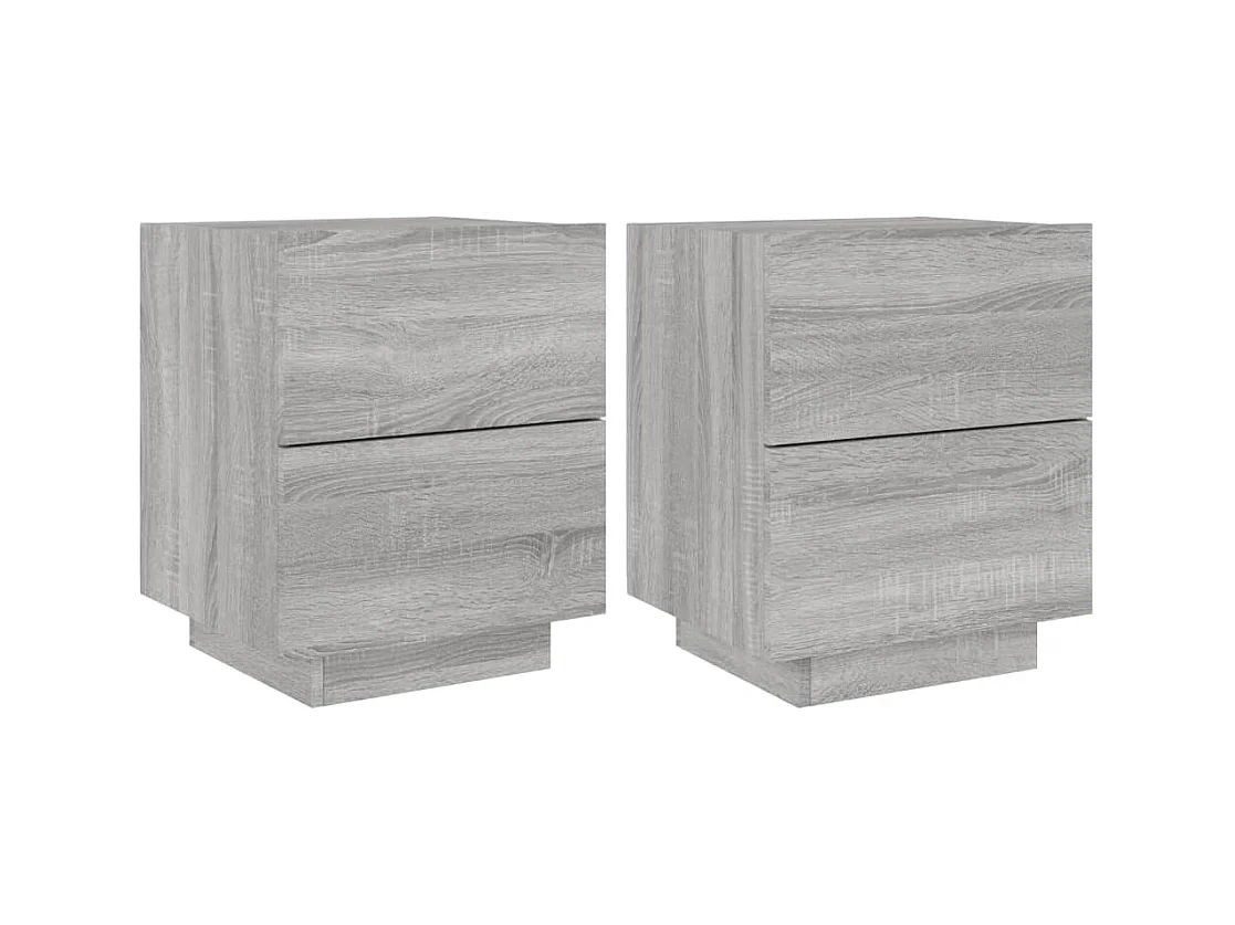 Armoires de chevet et lumières LED 2 pcs sonoma gris