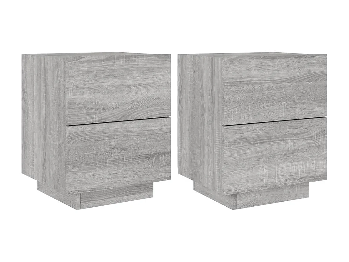 Comodini e luci LED 2 pezzi grigio sonoma