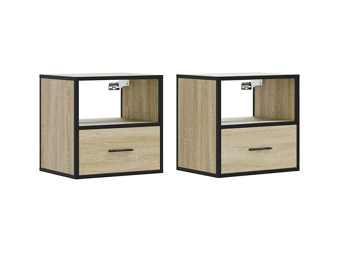 Comodini da parete 2 pz rovere sonoma 40x31x39,5 cm