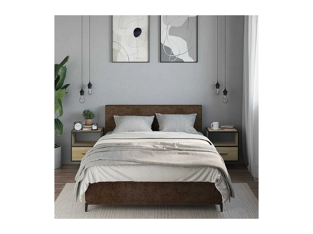 Comodini da parete 2 pz rovere sonoma 40x31x39,5 cm