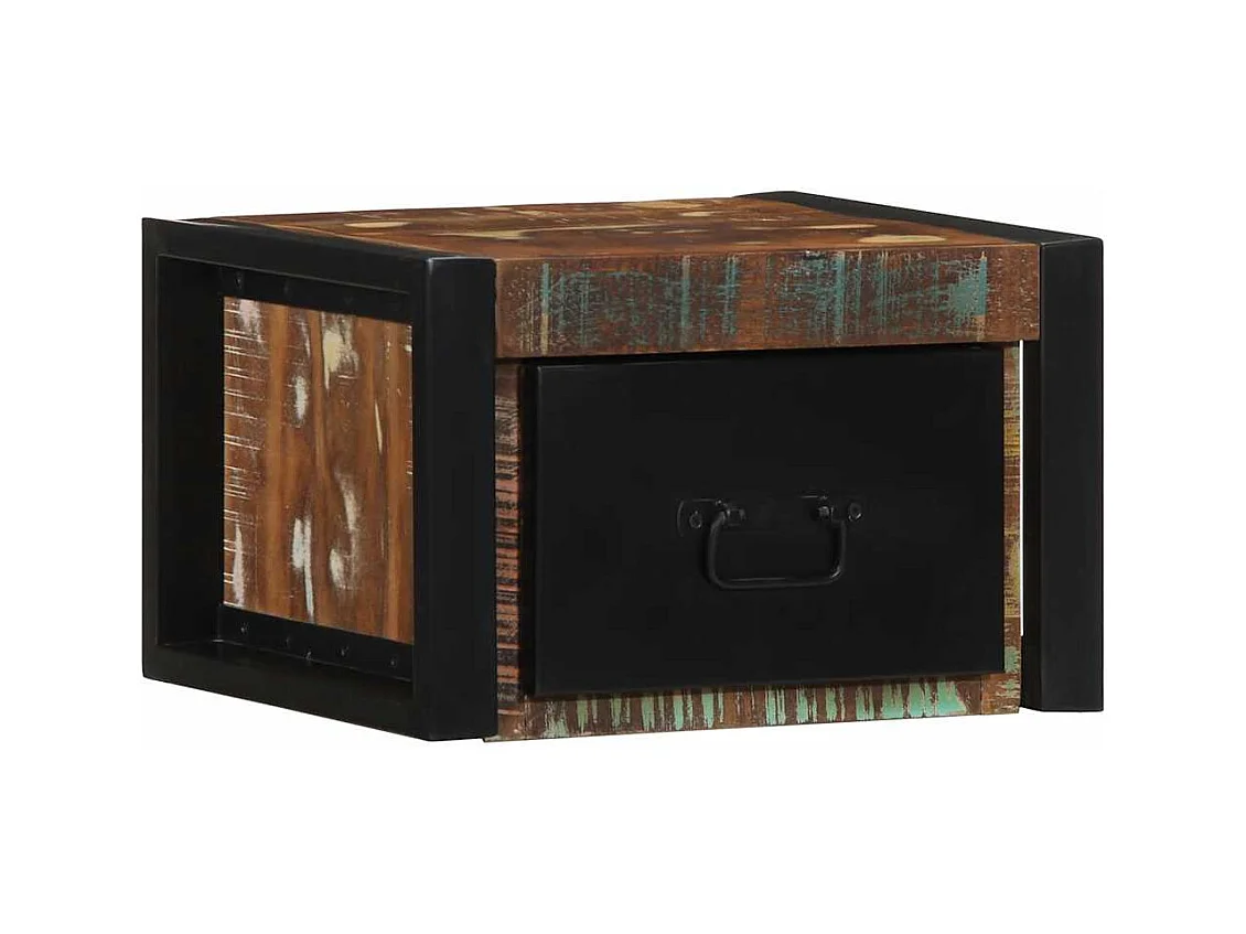 Comodino multicolore 40x35x25 cm in legno di recupero