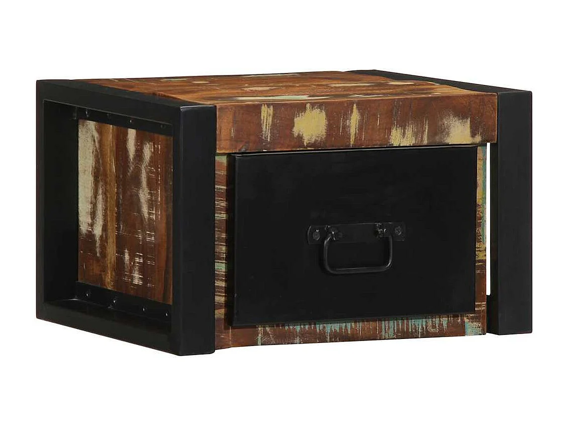 Comodino multicolore 40x35x25 cm in legno di recupero