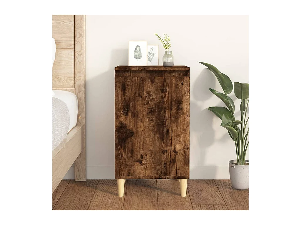 Table de chevet chêne fumé 40x35x70 cm bois d'ingénierie