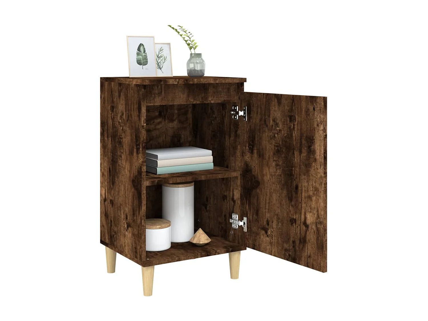 Mesita de noche de roble ahumado 40x35x70 cm madera de ingeniería