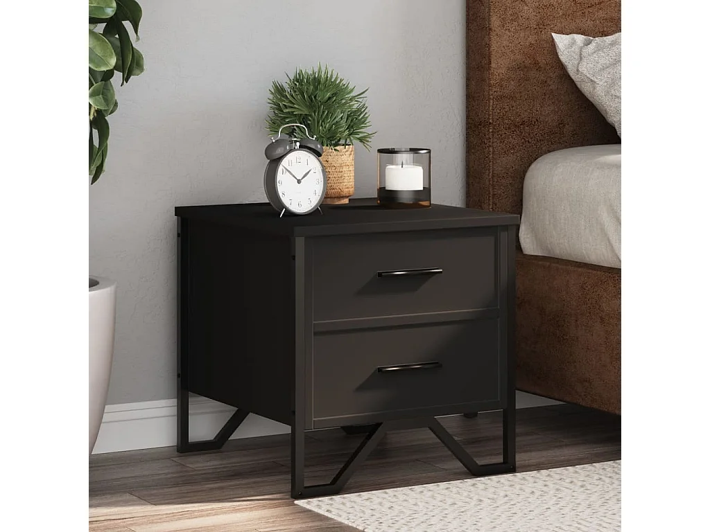 Tables de chevet 2 pcs noir 40x41x40 cm bois d'ingénierie