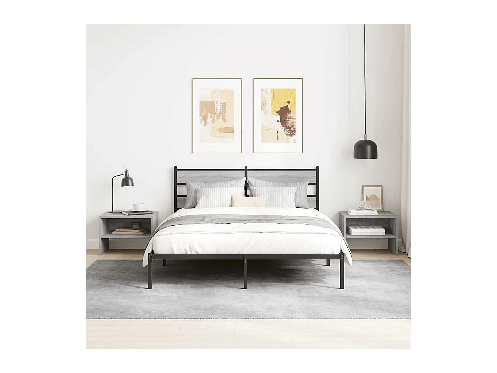 Mesita de noche Sonoma gris 40x30x30 cm Madera de ingeniería