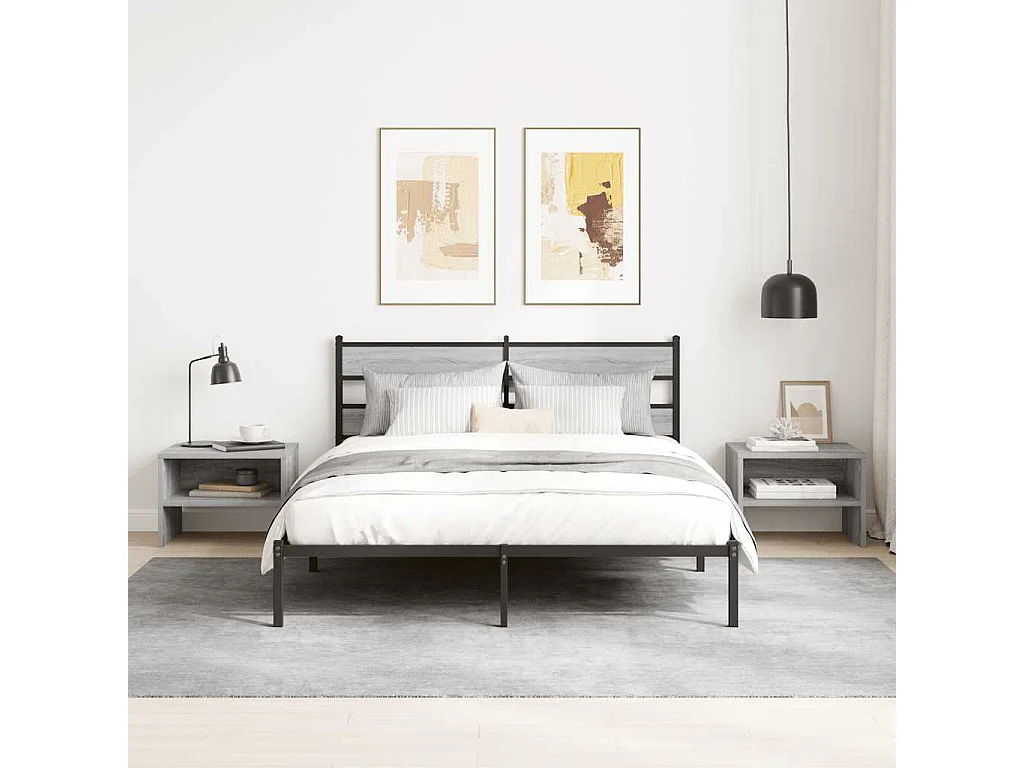 Comodino Sonoma Grey 40x30x30 cm in legno ingegnerizzato