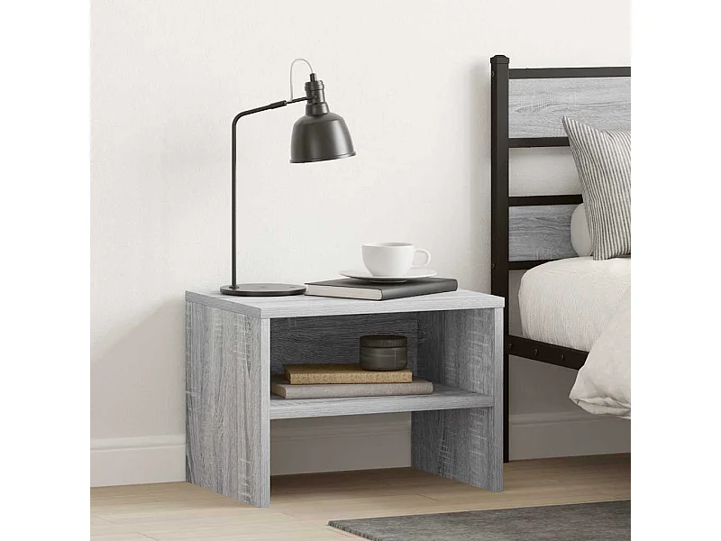 Comodino Sonoma Grey 40x30x30 cm in legno ingegnerizzato