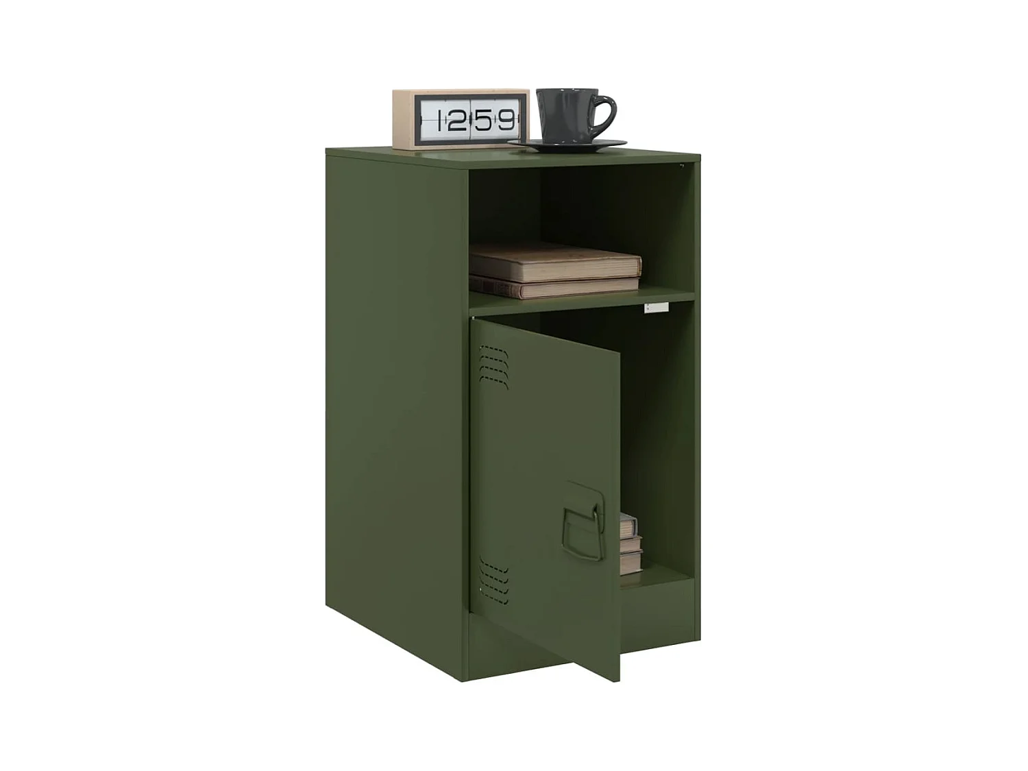 Tables de chevet 2 pcs vert olive 34,5x39x62 cm acier