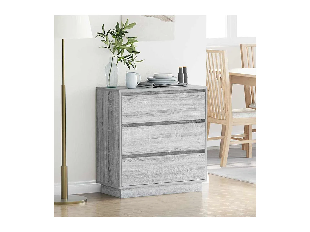 Nachttisch mit LED Sonoma Grau 71x34,5x75 cm aus rekonstituiertem Holz