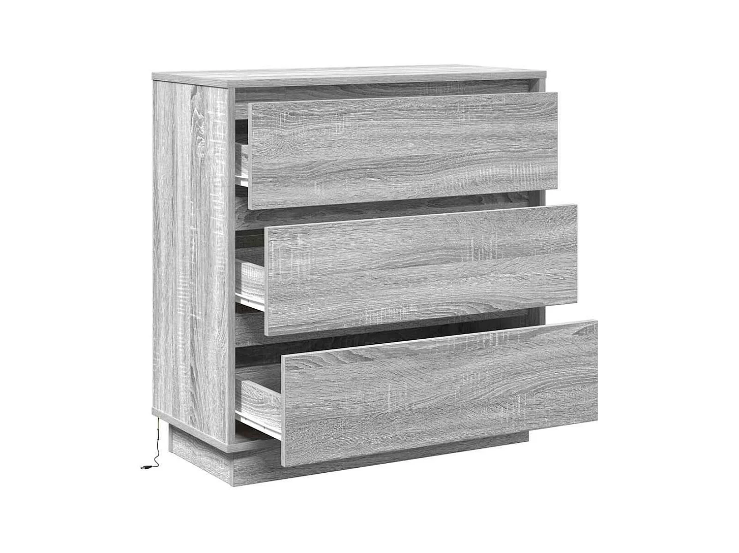 Table de chevet avec LED Gris Sonoma 71x34,5x75 cm en bois reconstitué