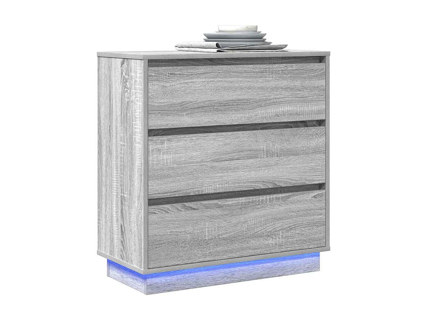 Table de chevet avec LED Gris Sonoma 71x34,5x75 cm en bois reconstitué