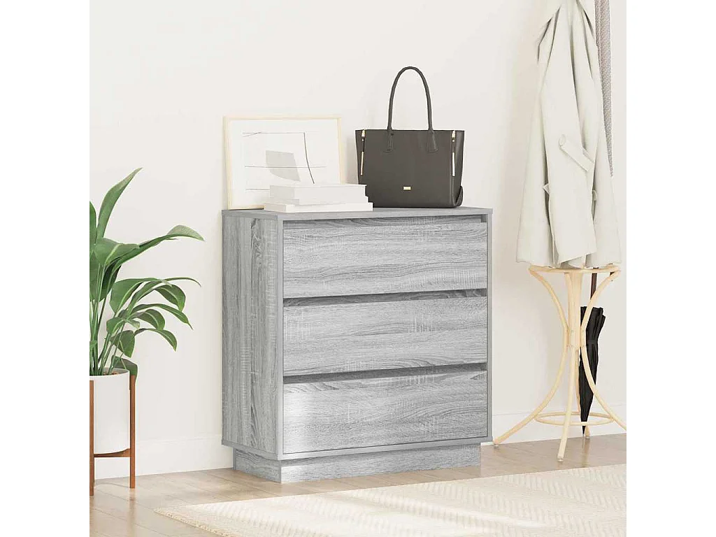 Table de chevet avec LED Gris Sonoma 71x34,5x75 cm en bois reconstitué