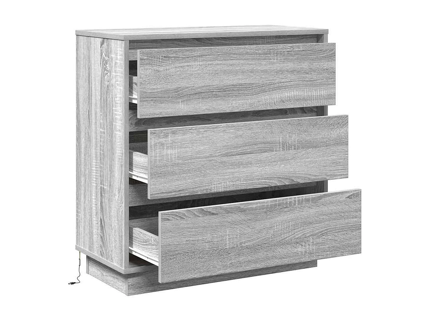 Table de chevet avec LED Gris Sonoma 71x34,5x75 cm en bois reconstitué