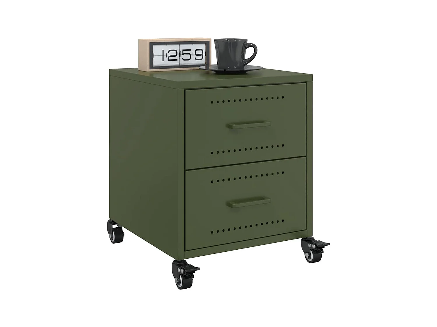 Tables de chevet 2 pcs vert olive 36x39x43,5 cm acier