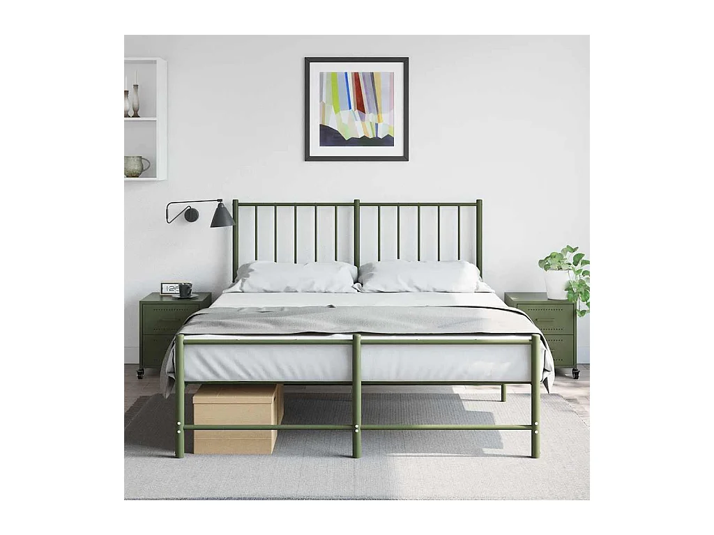 Tables de chevet 2 pcs vert olive 36x39x43,5 cm acier