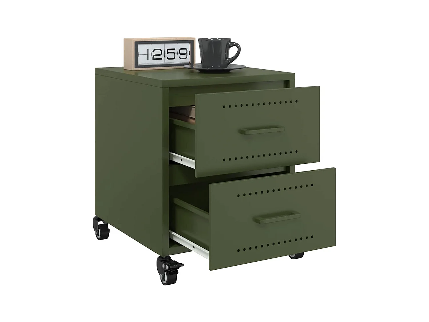 Tables de chevet 2 pcs vert olive 36x39x43,5 cm acier