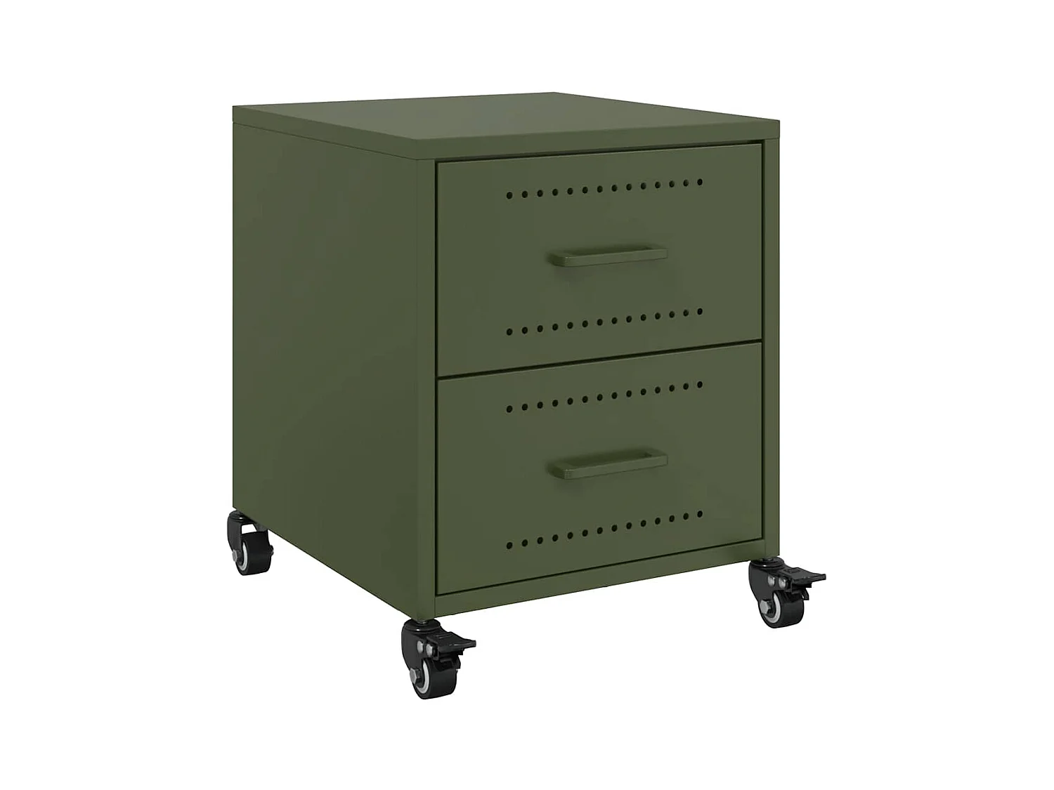 Tables de chevet 2 pcs vert olive 36x39x43,5 cm acier