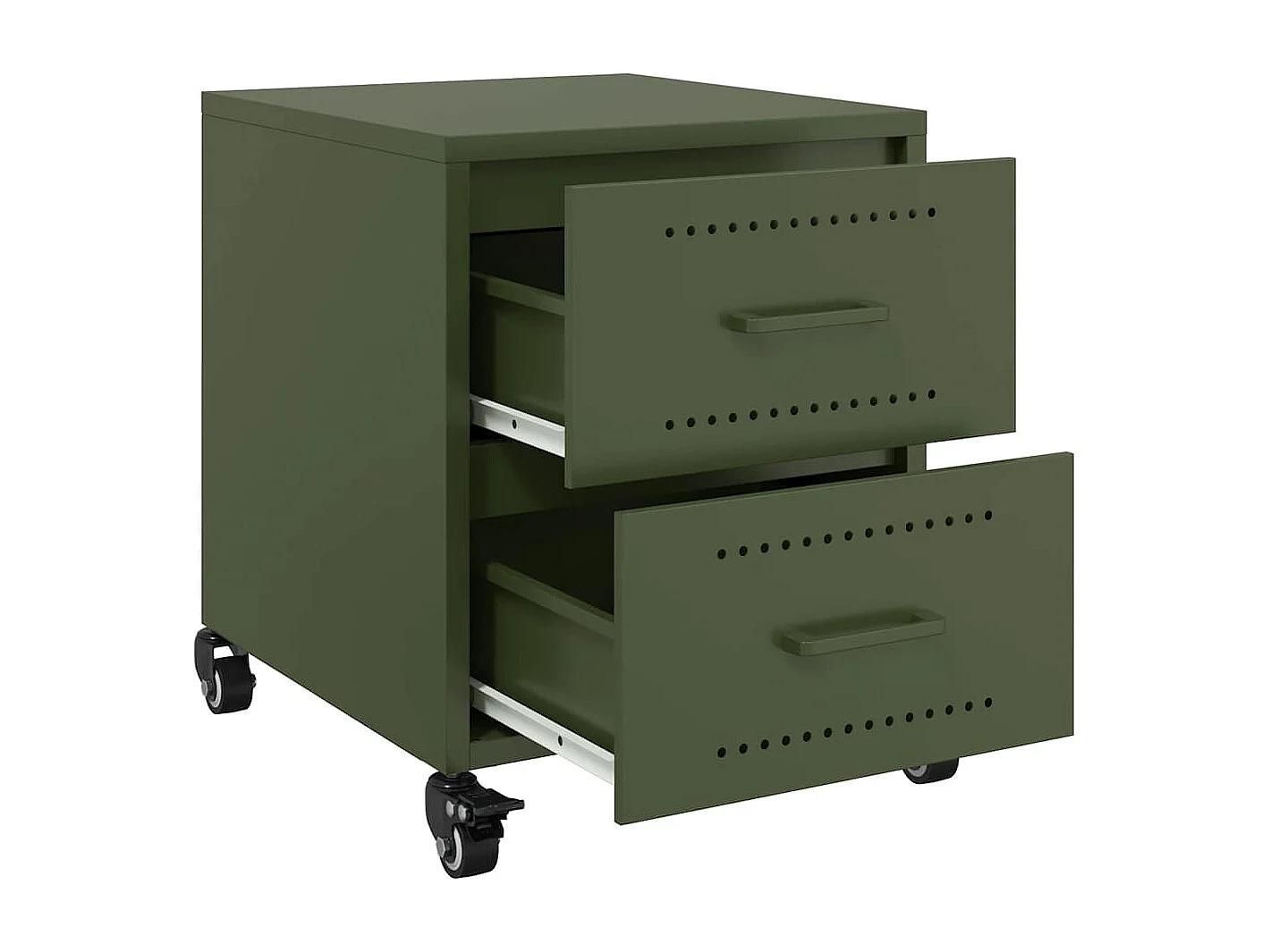 Tables de chevet 2 pcs vert olive 36x39x43,5 cm acier