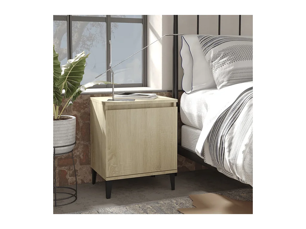 Table de chevet avec pieds en métal chêne sonoma 40x30x50 cm