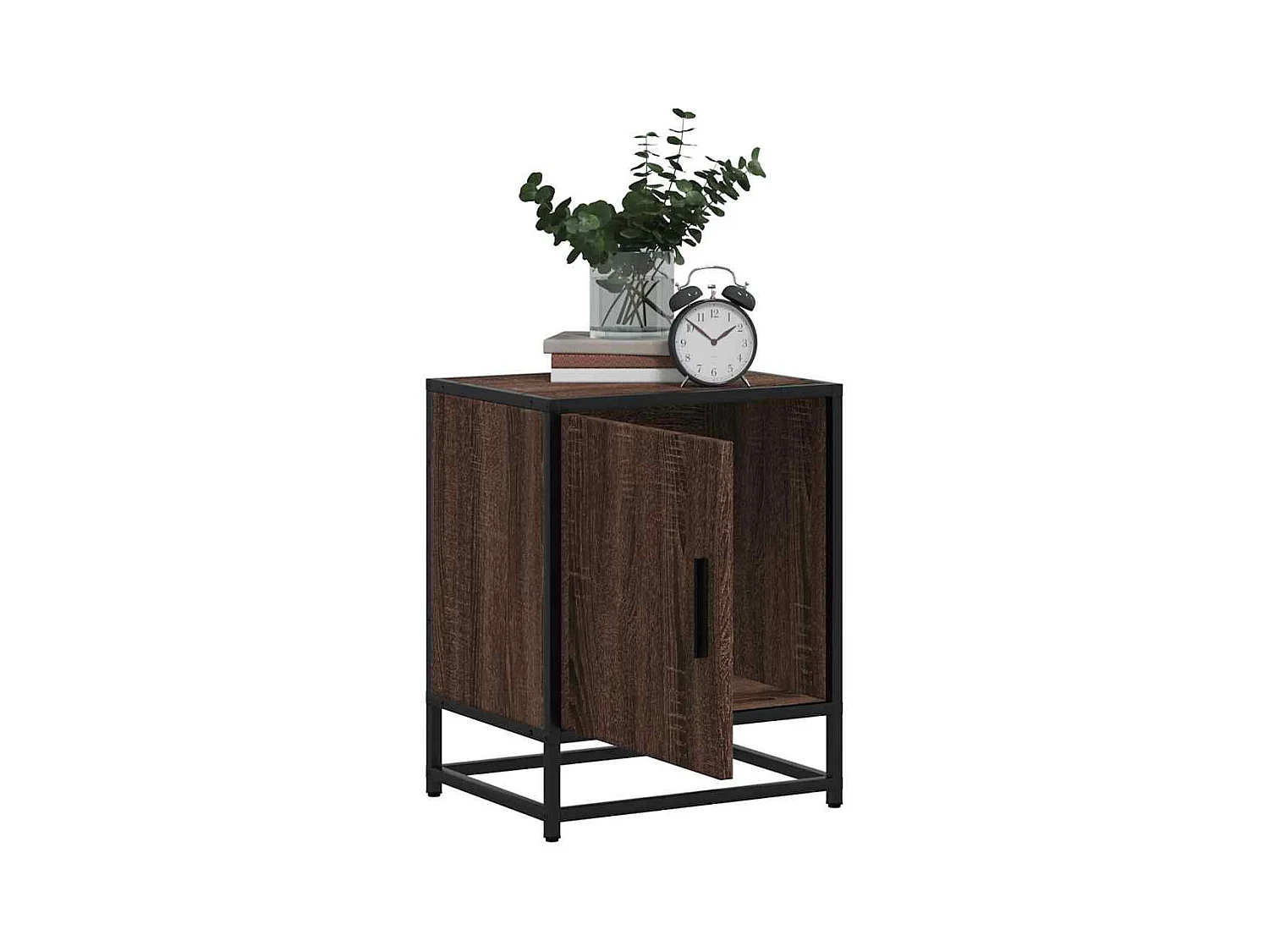 Tables de chevet 2 pcs chêne marron bois d'ingénierie et métal